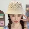 Crochet Floral Bucket Hat for Woman Teenagers Outdoor Foldable Commute Fisherman Hat Wide Brim Summer Sunproof Hat