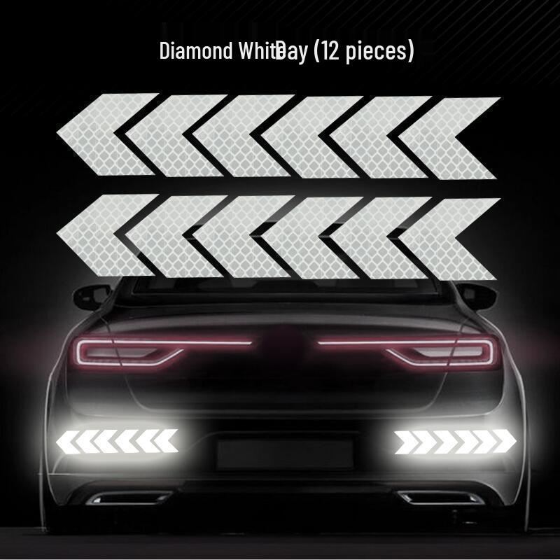 Reflective Arrow Warning Stickers for Car, Motorcycle, and Electric Vehicle Fender and Tail Decor.