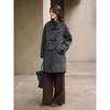 XWI Women's Alpaca Blend New Chinese Style Long Wool Coat