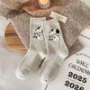 Female Autumn and Winter Thickened Warm Cartoon Cute Dog Wool Tube Pile Socks