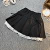 2025 Spring/Summer Girls' Korean Style Bow Lace Pleated Skirt Set
