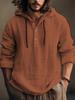Men's Breathable Cotton Linen Hooded Shirt - Casual Long Sleeve Beach T-Shirt