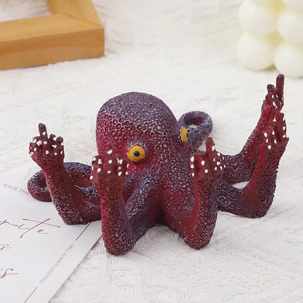 New Vertical Middle Fingered Octopus Storage Stand Night Glow Home Decoration Ornament Ring Necklace Storage Jewelry Resin Craft