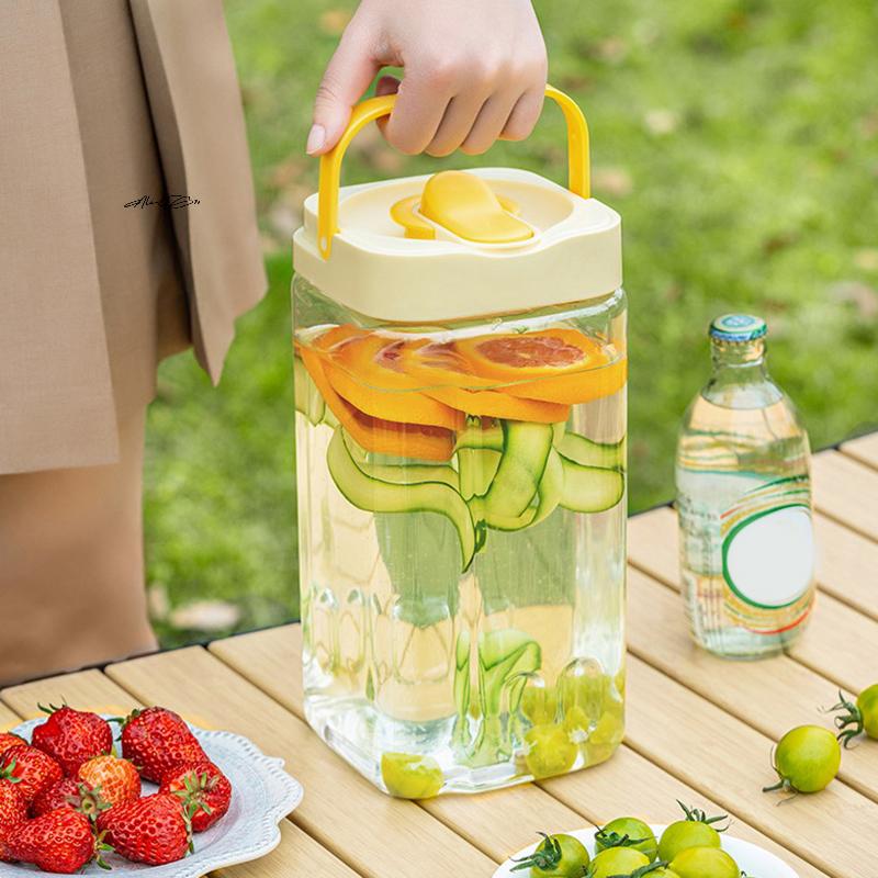 2/2.5/3.5L Cold Water Kettle with Faucet Plastic Drink Dispenser for Refrigerator Fruit Tea Bucket Liquid Beverage Container