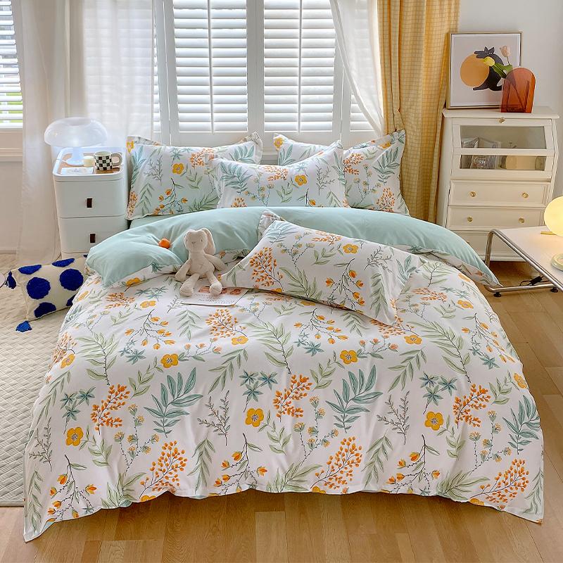 Flower Botanical Duvet Cover Set 3pcs Floral Bedding Set for Kids and Adults Comforter Covers Pillowcases, Washable Home Textil