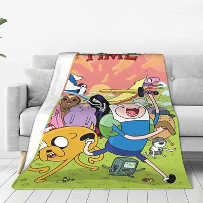 Couvertures Dessin Animé Adventure Time Flanelle Couverture Jetée Chaude Impressionnante pour Maison Restaurant Toutes Saisons