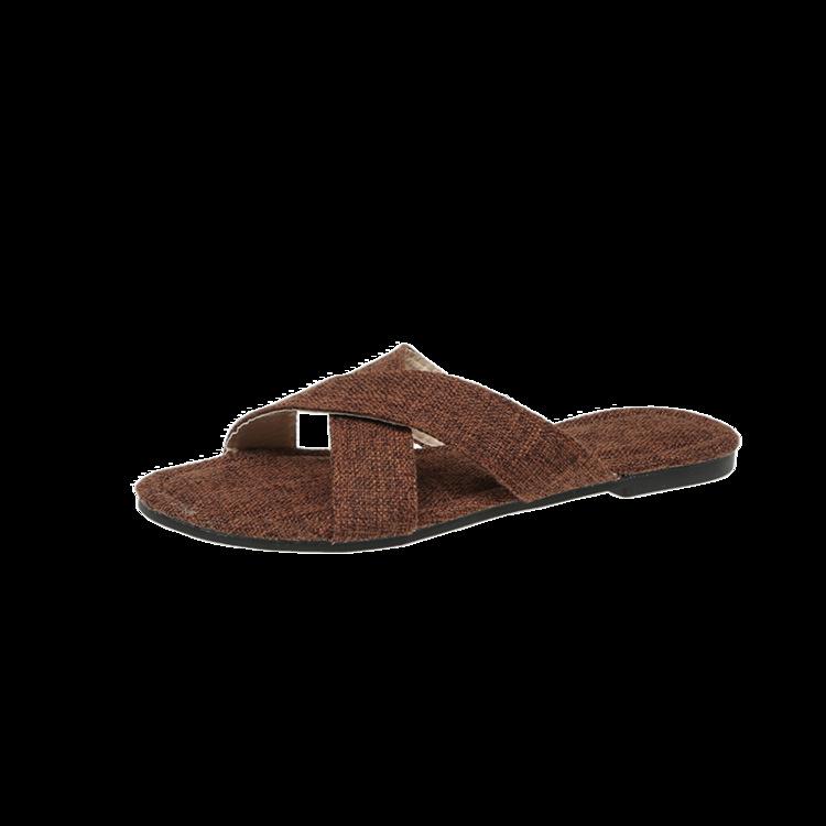 

European and American foreign trade spring and summer large size women s slippers fashionable and comfortable flat heel one-word cool slippers women 43 светло-коричневого
