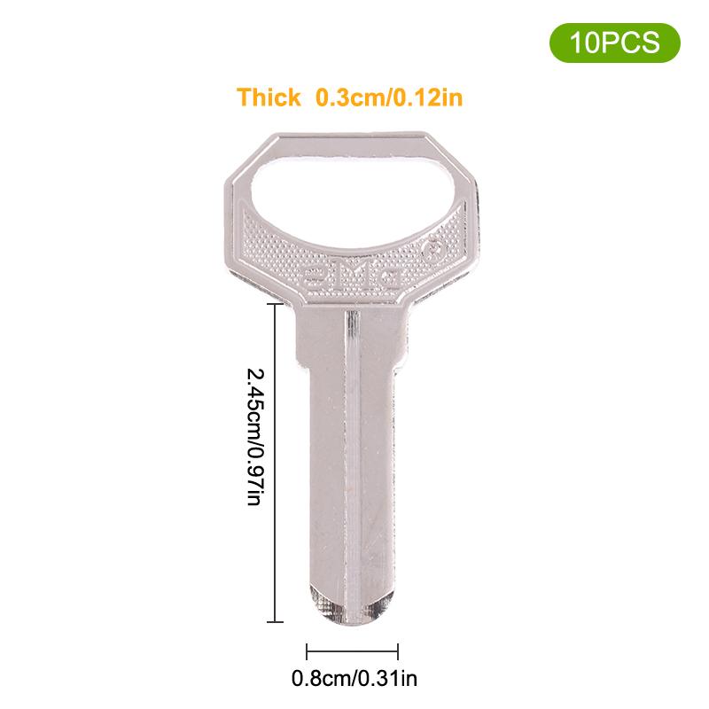 10Pcs Key Embryo Middle Slot Small Square Computer Punching Dms Key Blank Fingerprint Lock Password Lock Blank