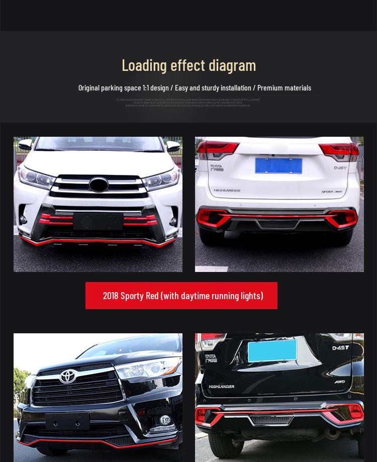 Compatible with Front and Rear Bumpers of Toyota Highlander Models from 2009-2011, 2012-2014, 2015-2018, and 2020.