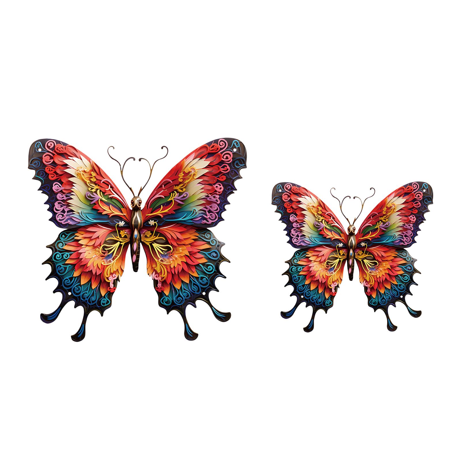 

Metal Butterfly Wall Decor Hanging Decor Colorful Lifelike Butterfly Wall Sculpture for Garden Tree Balcony Yard Bedroom 30cmx27.9cm