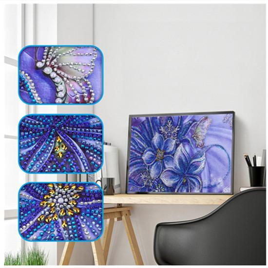 Ny spesiell form diamantmaleri Blomst Scenisk mønster DIY 5D Del Drill Kryssstingsett Krystallkunst Rhinestone Broderi