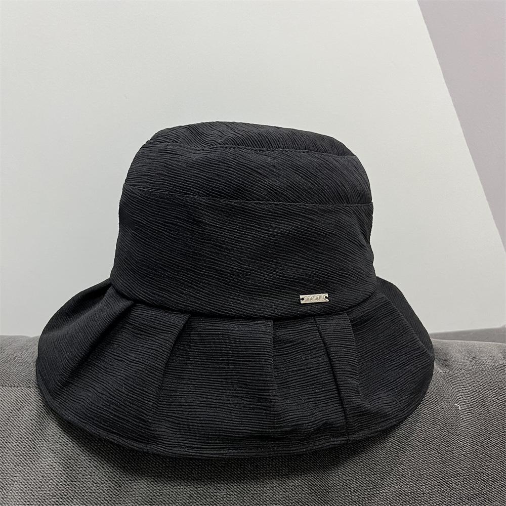 Folded Bucket Hat Women's Autumn Casual Versatile Washbasin Hat Fashion Style Face Cover Black Hat