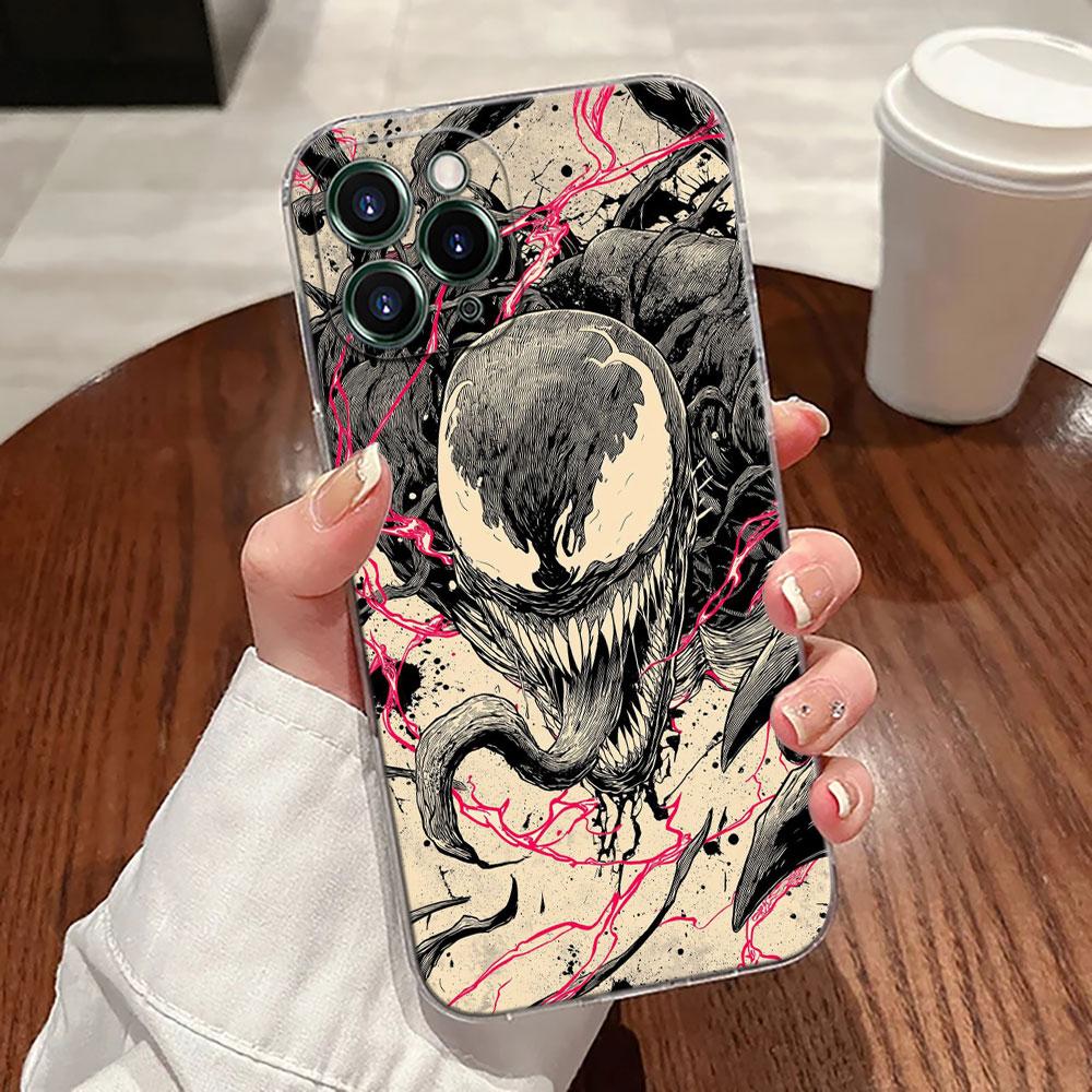 Custodia Trasparente Marvel Venom Comics Per iPhone 17 Pro Max 17E 11 12 13 14 15 16 Pro Max Plus 17 Air 16E 7 XS Copertura Morbida