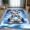 Cute blue bow bear cartoon rug for kids room nursery baby play mat soft non slip floor covering child safe area rug plushcrystal