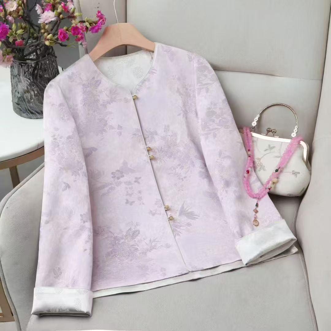 New Double-Sided Chinese Jacquard Spring Jacket XL [120-140] светло-розовый