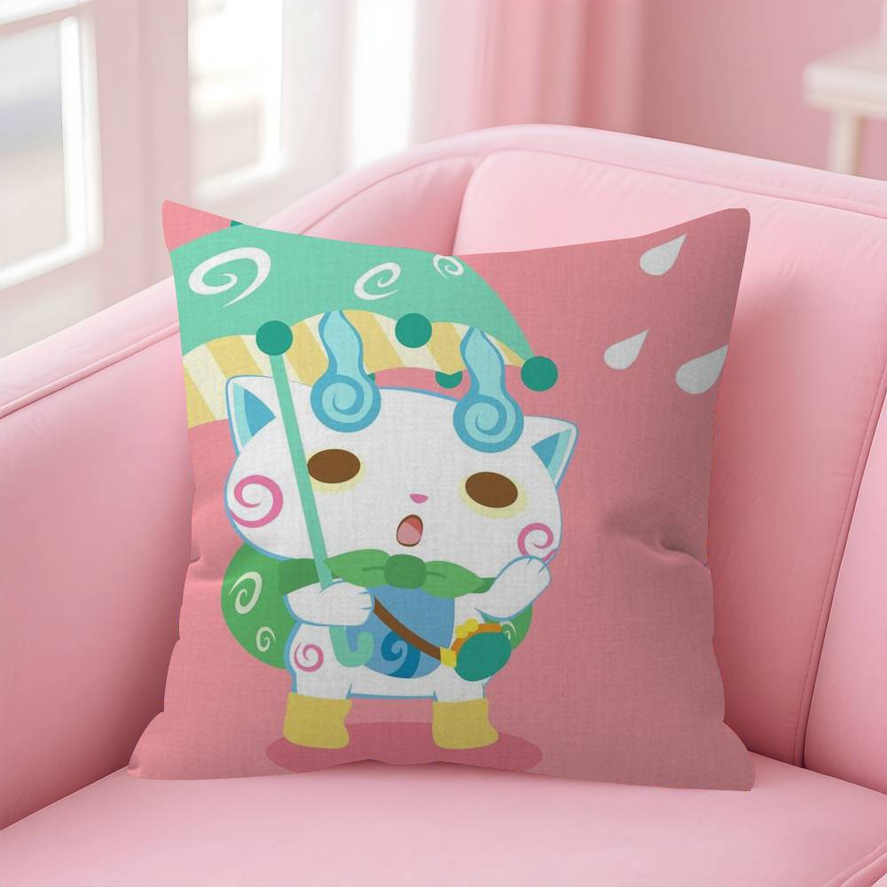 Anime Yokai Cute Watch   Pillow Cushion Cover Pillowcase Living Room Sofa Home Decor Customized