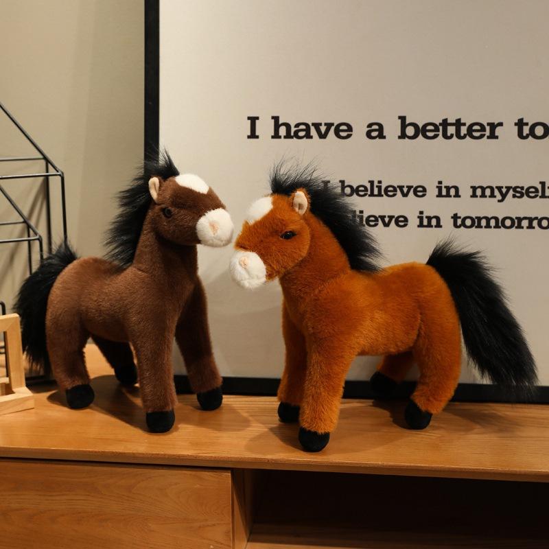 Cute Simulation Brown Pony Doll Plush Toy Foal Zodiac Horse Doll Children Soothing Doll