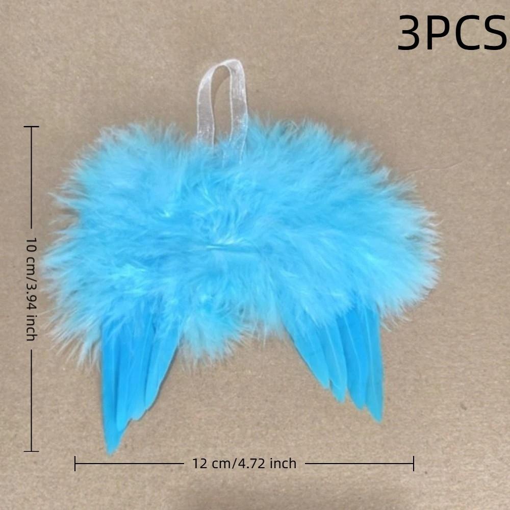 3PCS Simulation Christmas Pink Feather Wing Ornament Pink with Rope Christmas Tree Feather Decor Mini Angel Wings Pendant