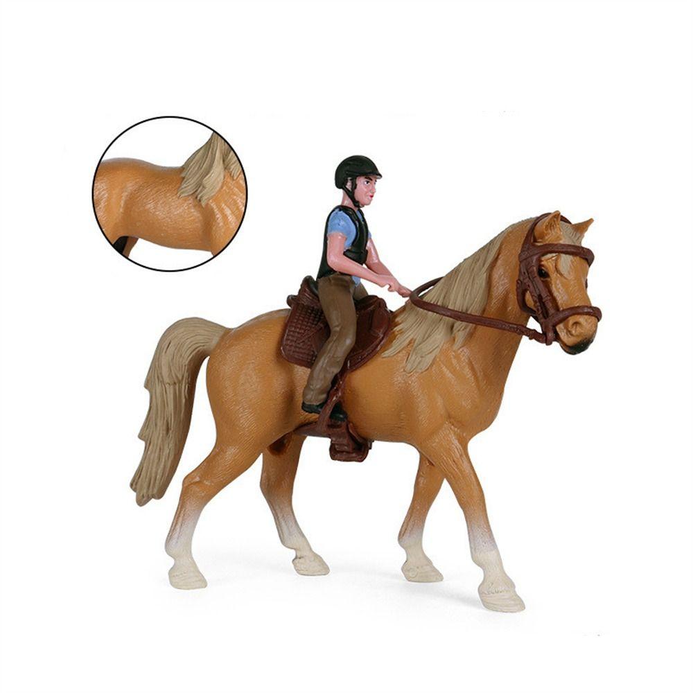 Simulation Rider and Horse Figurine Equestrian Rider Farm Animal Model Desktop Ornaments