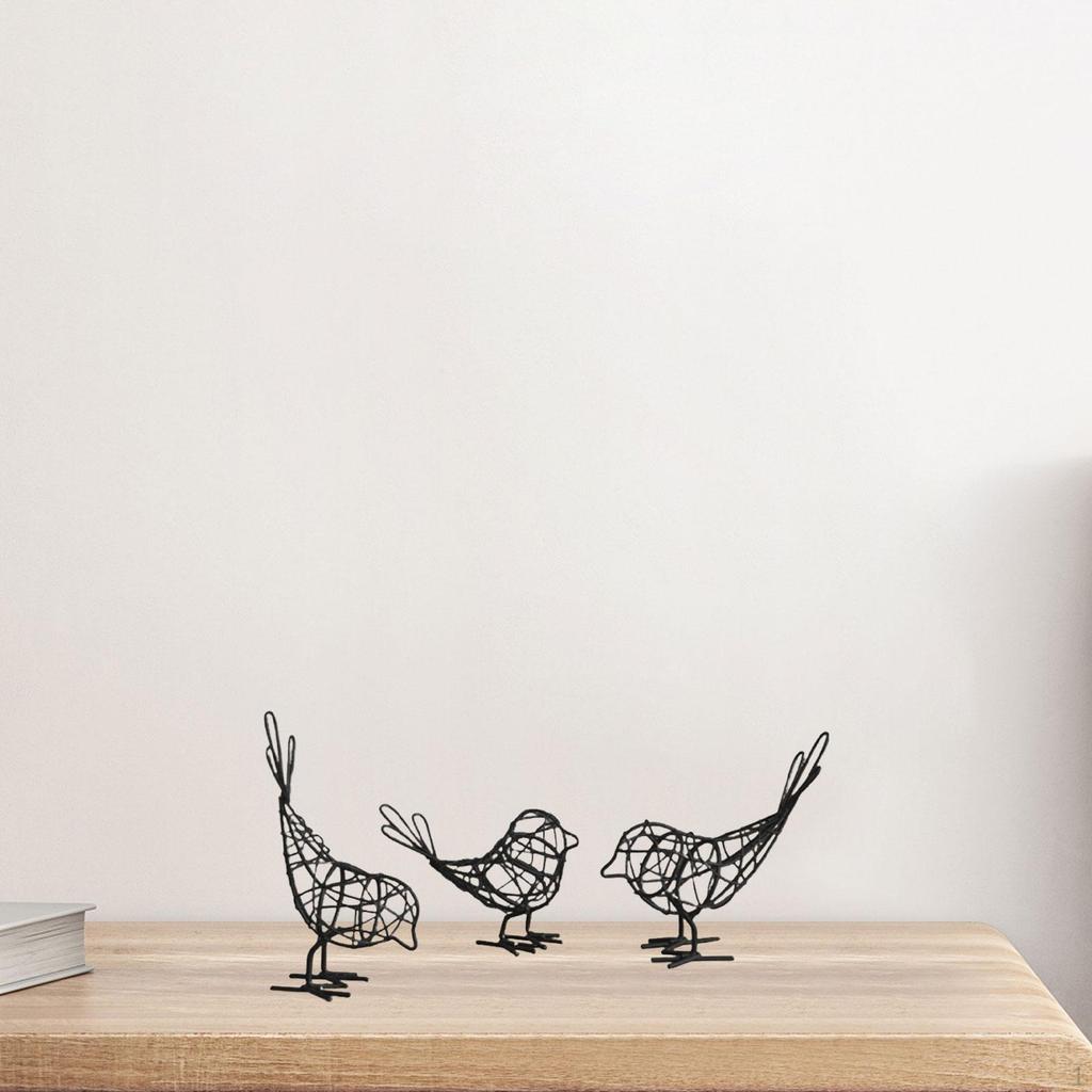 Bird Statue Iron Figure Set for Home Decoration, Animal Sculptures, Table Ornaments Living Room,