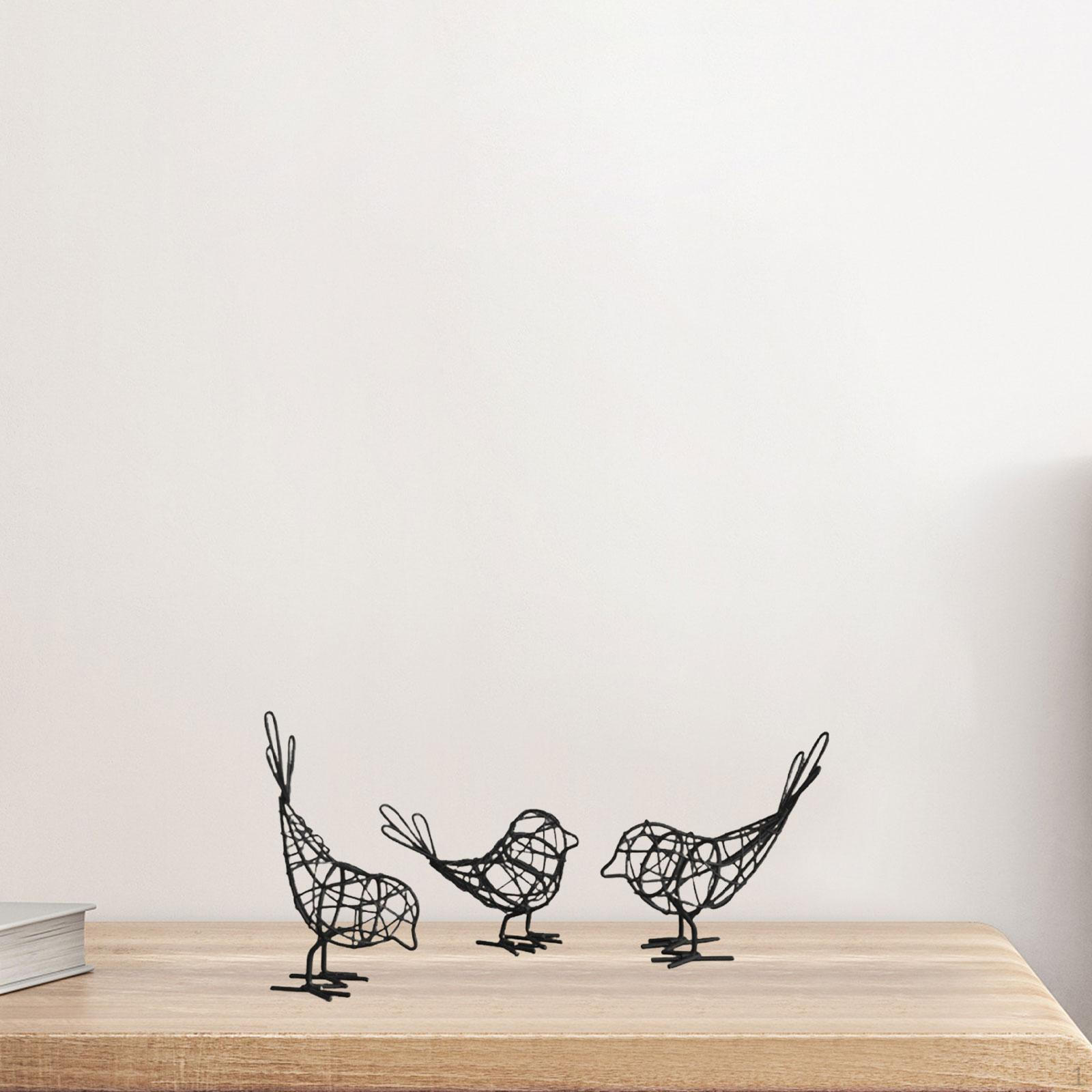 

Bird Statue Iron Figure Set for Home Decoration, Animal Sculptures, Table Ornaments Living Room, чорний