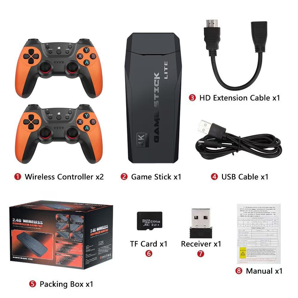 X2 Retro Game Stick 4K Video Game Console 40000+ Games,40+ Emulators,HD Output 2 Wireless Controllers,Plug and Play,TV/Computer