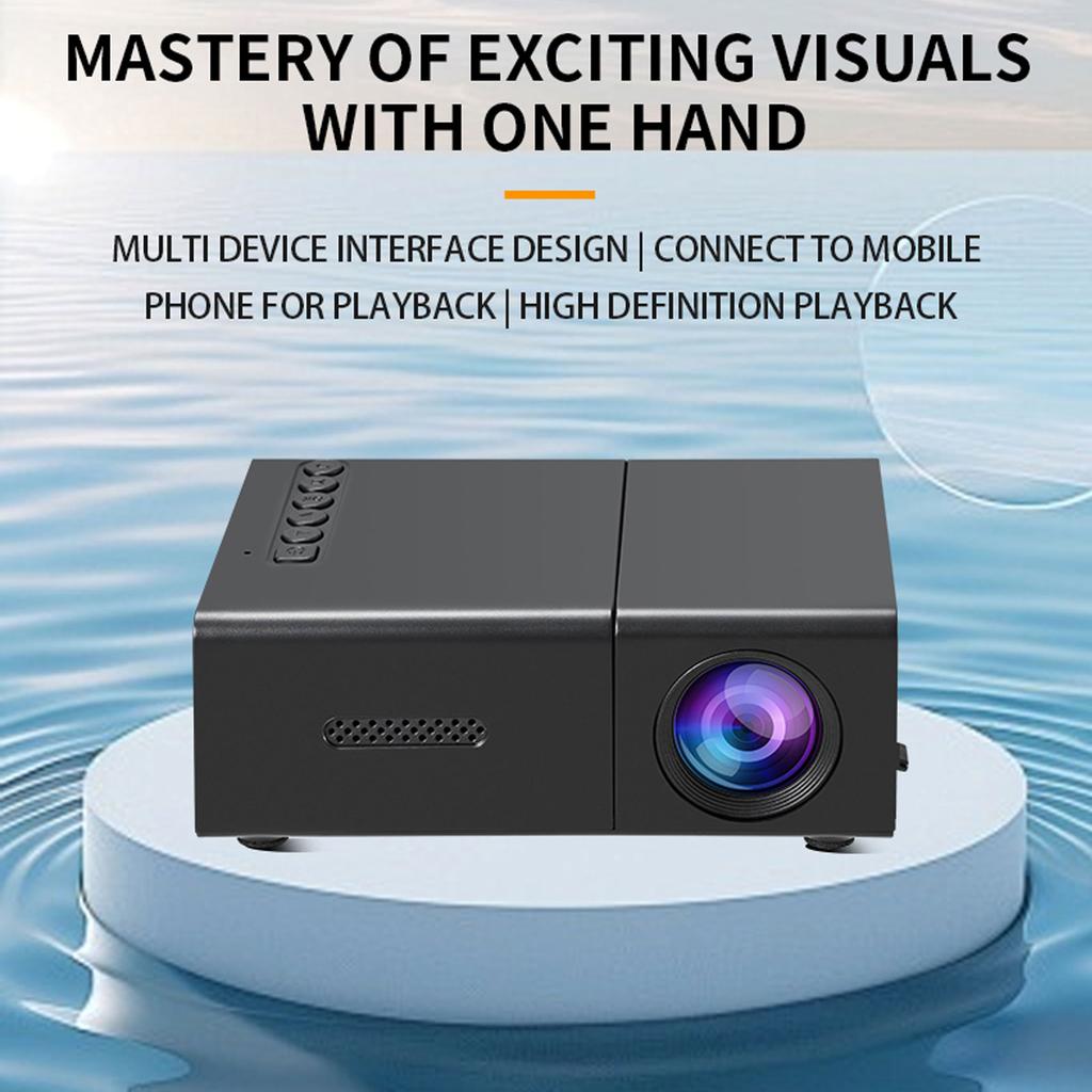 Portable Projector LED Movie Projector 6000lm Brightness HiFi Stereo Speaker HD USB 3.5mm Port for Home Gathering for Phone PC