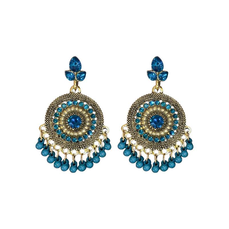 GemChic Women's New Vintage Colorful Set Rhinestone Water Drop Fringe Earrings Ethnic Fashion Stud Earrings Birthday Christmas Jewelry Gift