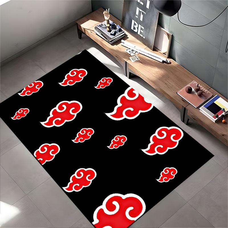 Red Cloud Pattern Black Carpet suitable as a non-slip mat for the living room or bedroom sofa