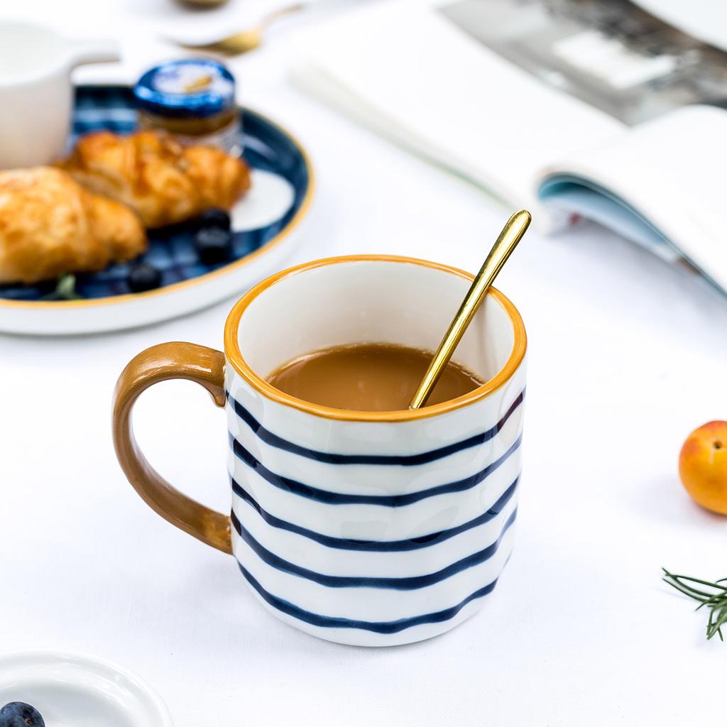 YWDL 400ml Bumpy Surface Ceramic Coffee Mug Heat-resisting Milk Oats Breakfast Cup With Handgrip Home Mug Drinkware Japanese