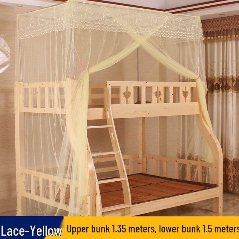 Child & Mother Integrated Bunk Bed with Double Layer Encrypted Mosquito Net and Thickened Support
