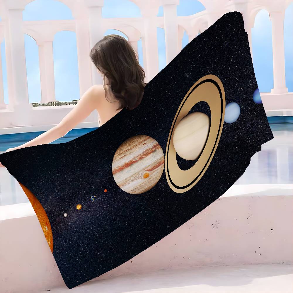 Solar System Planets Microfiber Printed Beach Towel Mountain Climbing Yoga Beach Swimming Running Absorbent Soft Towel