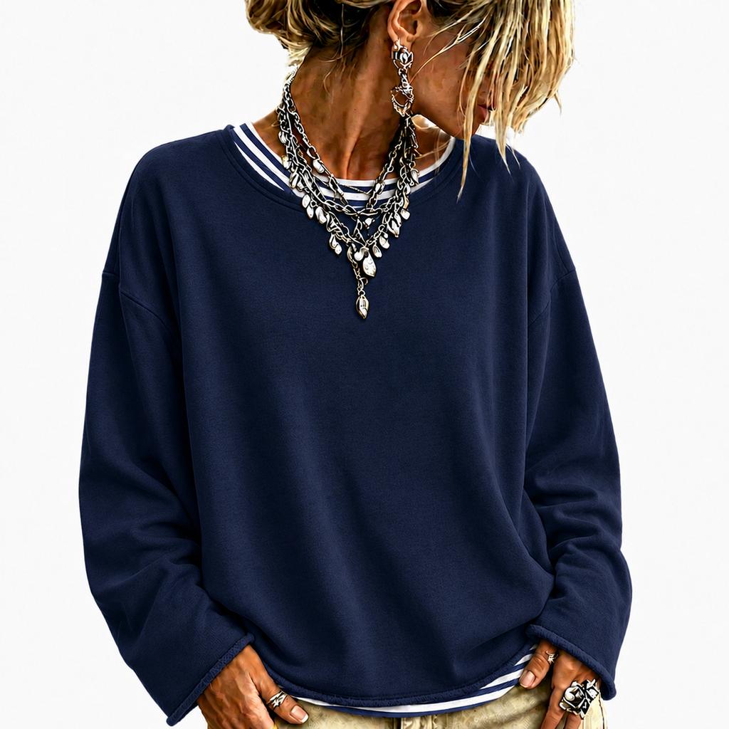 Damenmode Lässiges lockeres Langarm-Sweatshirt Pullover für den Alltag