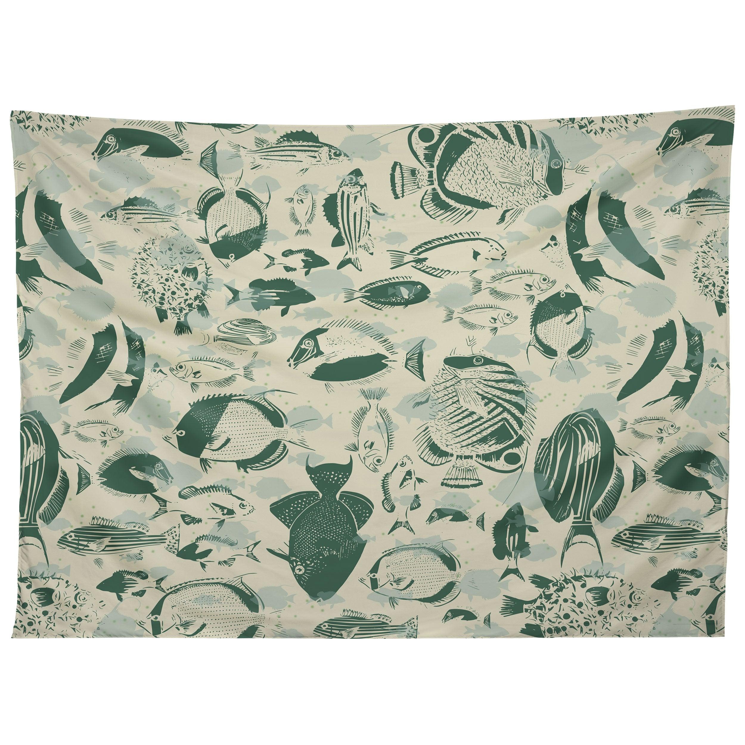 DEEP OCEAN FISH FAMILY tapestry 75x100 чёрный