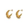 Personality Exaggerated Feather Wings Girls Earrings Fashionable Retro, Plated 18K Real Gold Titanium Steel Earrings