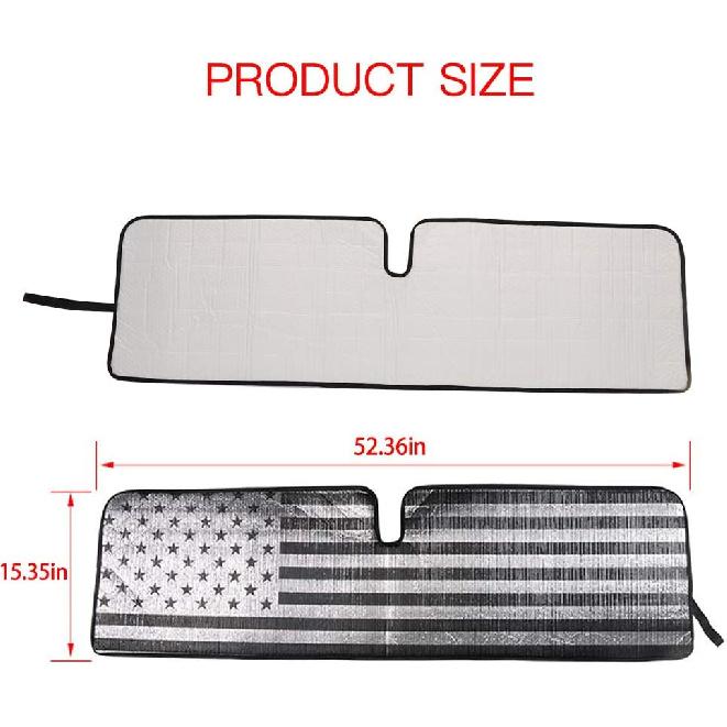 Windshield Flag Sunshade Sun Shade Heat Shield Sun Visor Mat Compatible With Jeep Wrangler Rubicon Sahara TJ JK JKU 2 Door & 4 Door