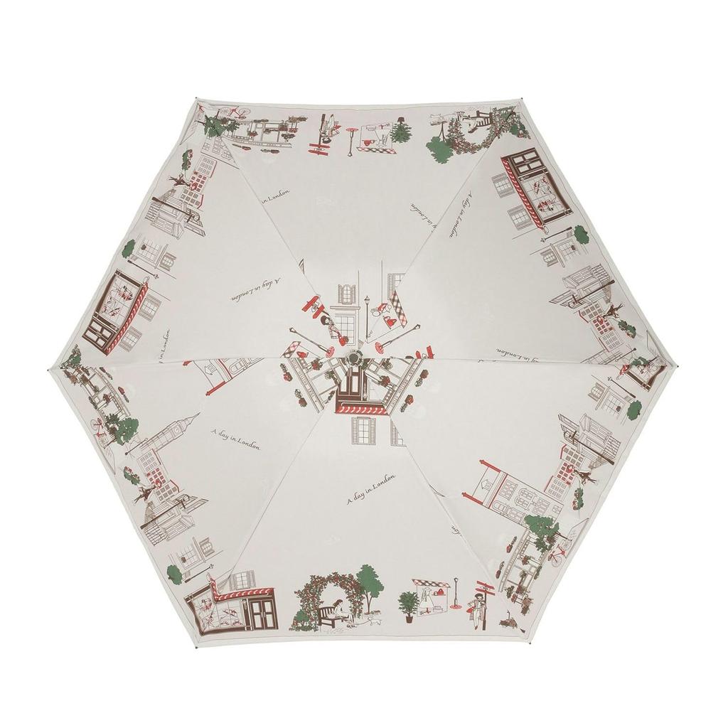 Moonbat Folding Parasol for Made In Suitable for Rain or Premium Light Heat and UV Colorful Cityscape Gray "Dachshund" Women, Japan, Shine, Blocking,