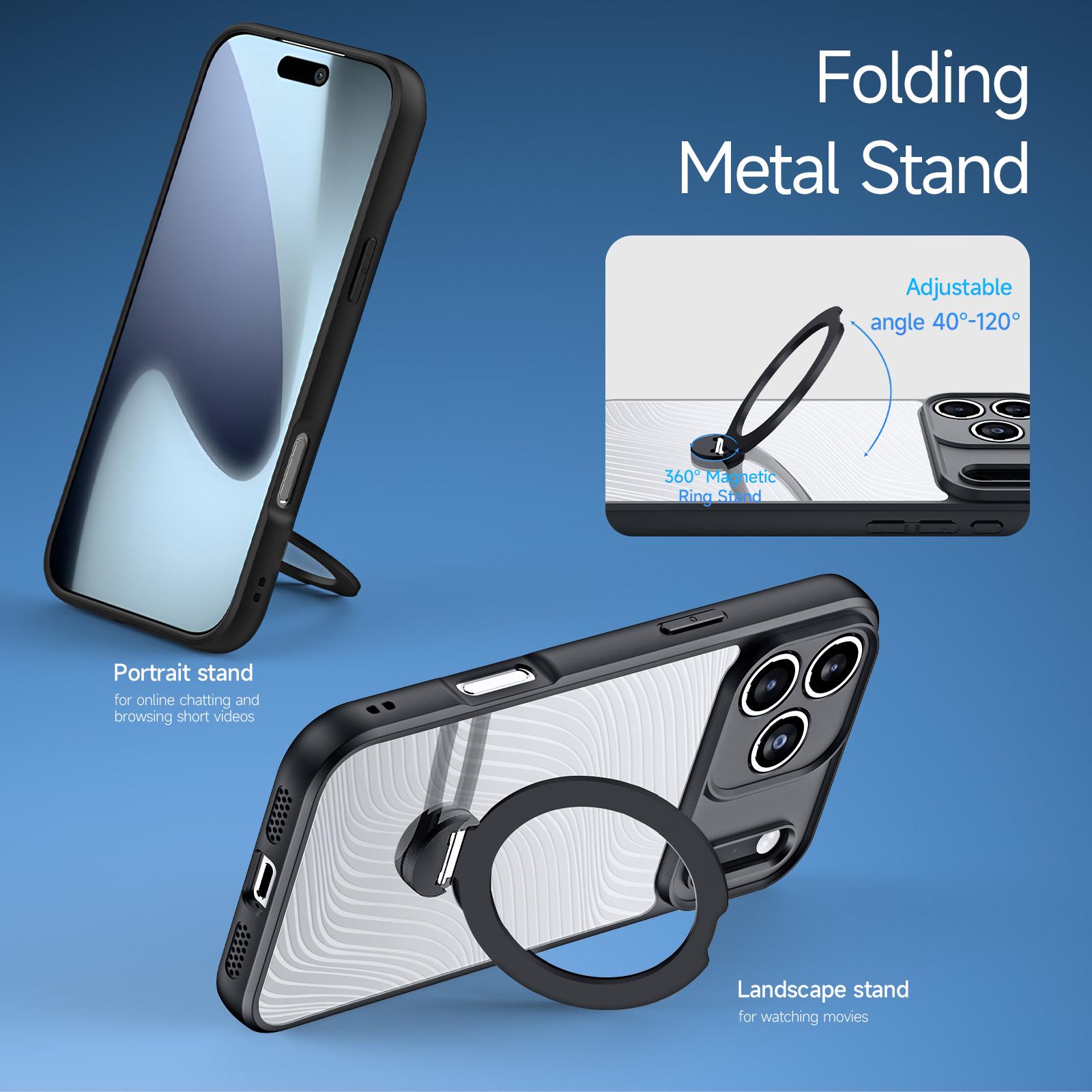 360° Magnetic Stand Case for iPhone 17 Pro Max 17 Air Cover with Built-in Metal Stand Lightweight Slim 17 Shockproof Cases For iPhone 17