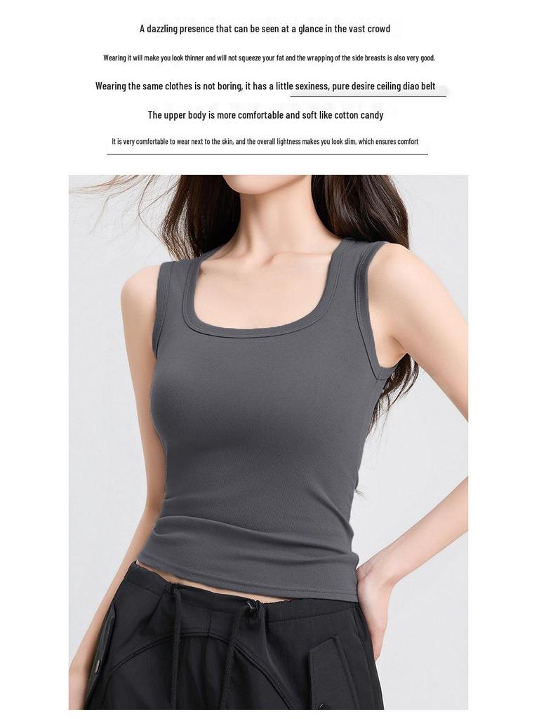 Canottiera da Donna con Schiena a Y Estate 2026: Cotone Puro, Spalline Larghe, Copertura Laterale del Seno, Gilet Versatile da Indossare Sopra