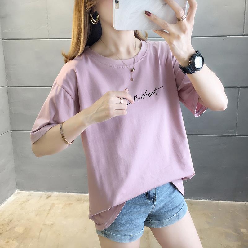 Summer pure cotton Casual loose student T Shirt Women's Y2k Tops Harajuku funny cartoon print Short Sleeve T-shirts Women