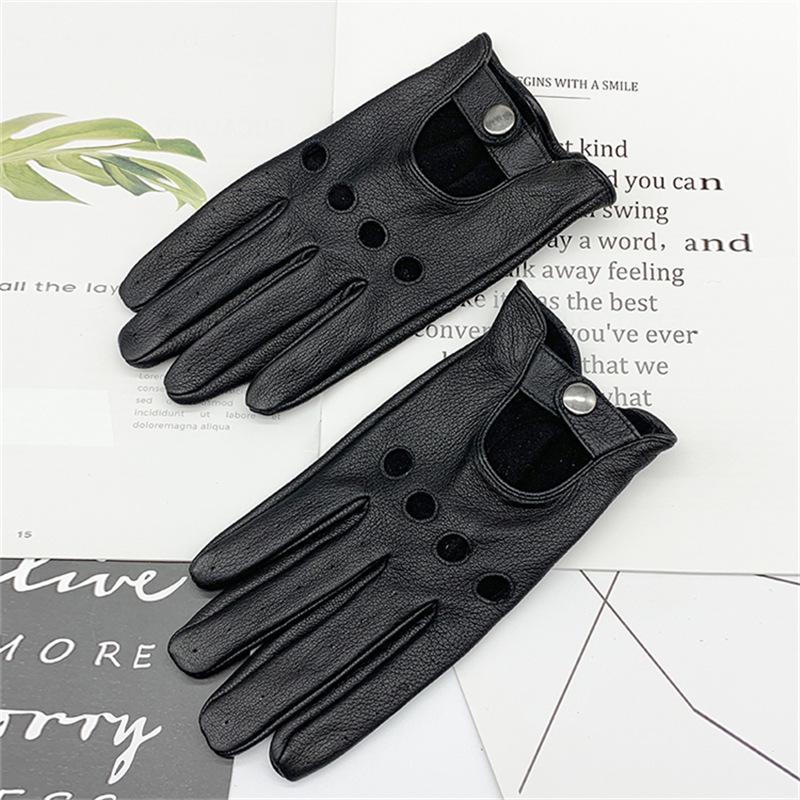 Pánské zimní kožené rukavice s fleecovou podšívkou a dotykovým displejem pro jízdu, řízení a cyklistiku - Celoroční ovčí rukavice