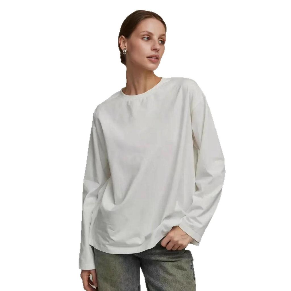 2025 Spring Retro Print Pure Cotton Mid-Length Long-Sleeve T-Shirt - Trendy & High-End
