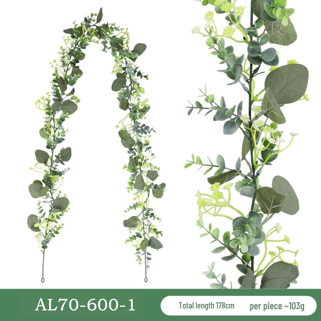 Eucalyptus Rattan Vine with Artificial Leaves and Flowers for Ceiling Hanging