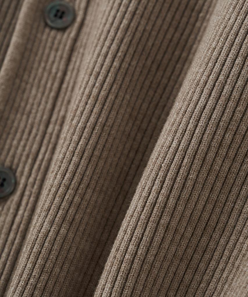 Blond9 Ribbed Collar Cardigan_Mocha
