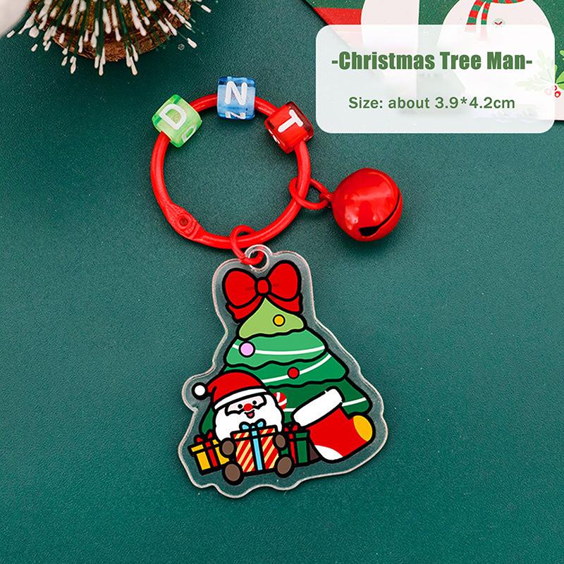 1/6Pcs 2D Christmas Keychain Cute Diy Bag Decoration Accessories High-Value Christmas Tree Keychain Pendant Festival Gift
