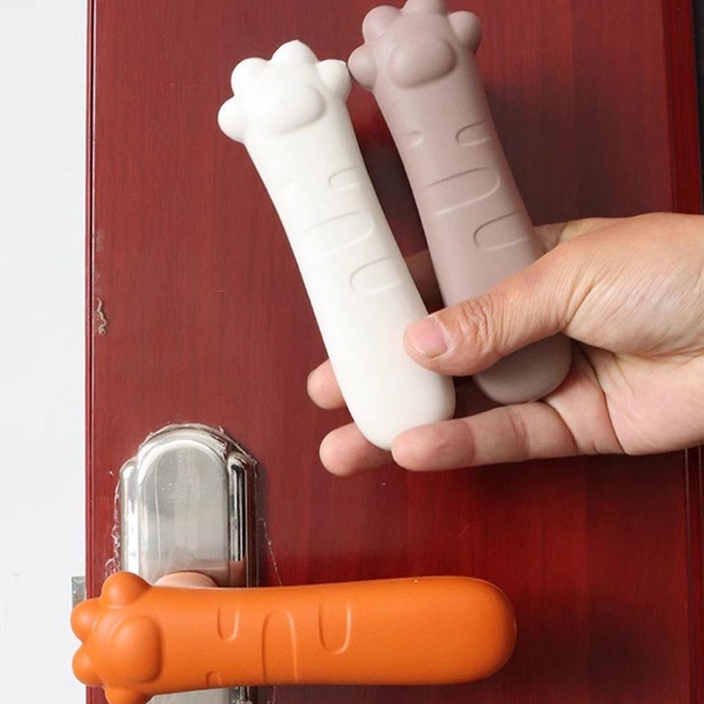 2pcs Silicone Cat Paw Door Handle Cover Cartoon Baby Safety Protect Suction Cup Living Room