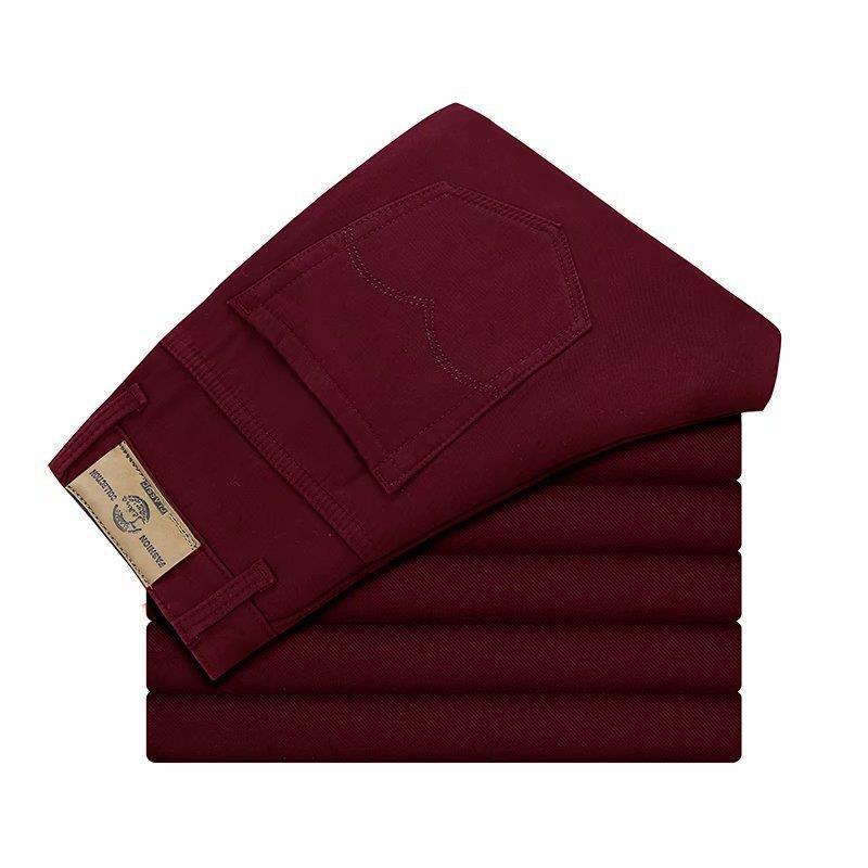 

Мужские однотонные прямые брюки весна/осень - корейский стиль, облегающий крой, большой размер