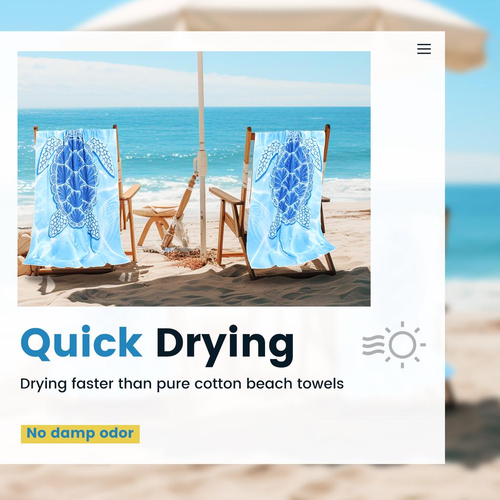 2 Pcs 180cm Turtle Microfiber Beach Towel Absorbent Quick Dry Soft Yoga Swimming Outdoor Sports Gym Shower Towel