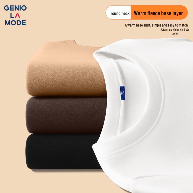 GENIOLAMODE Men s Thermal Double-Sided Fleece Crew Neck Long Sleeve Base Layer T-Shirt 2XL