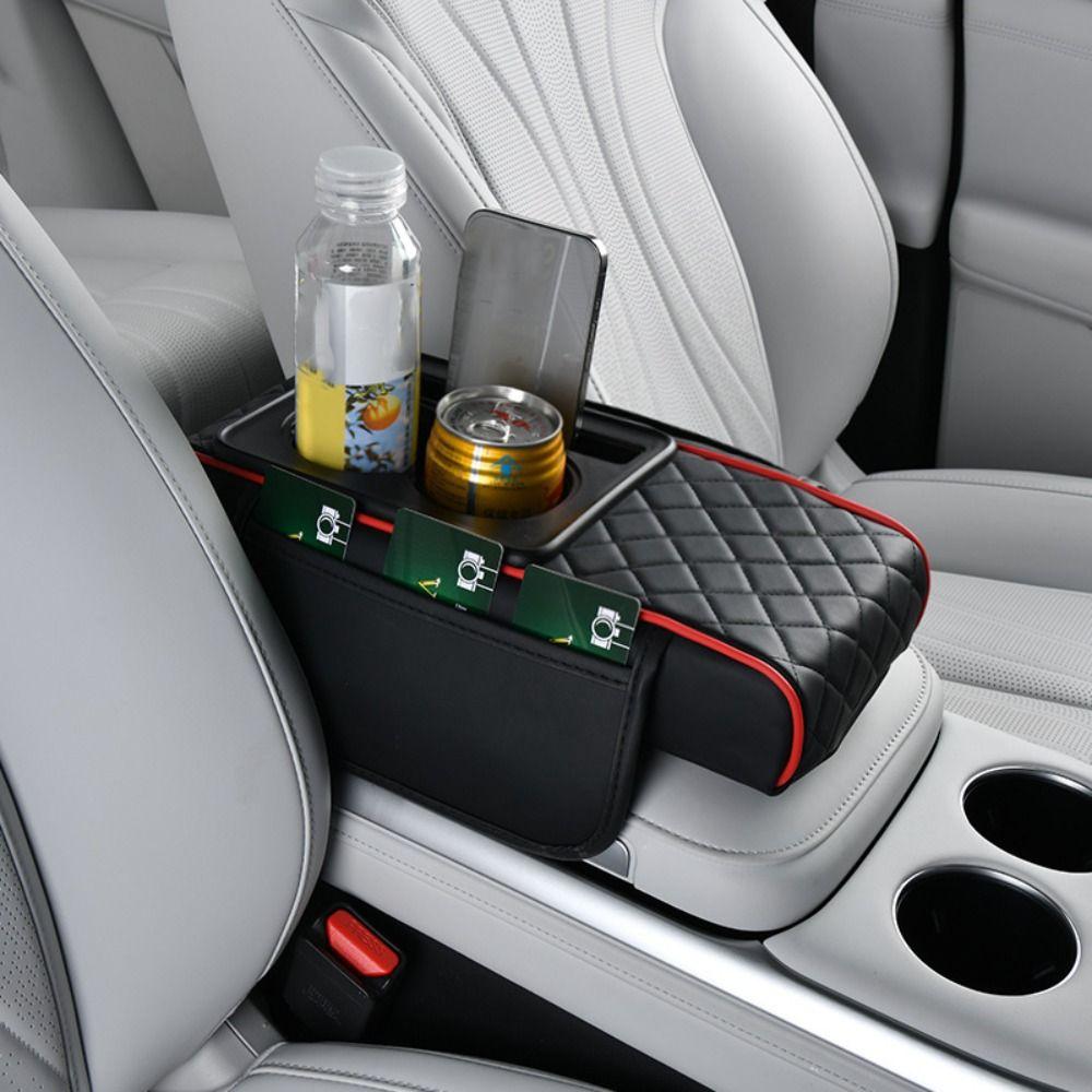 PU-Leder Armlehnenpolster Tragbares Auto-Armlehnenkissen Langlebige Aufbewahrungsbox Auto